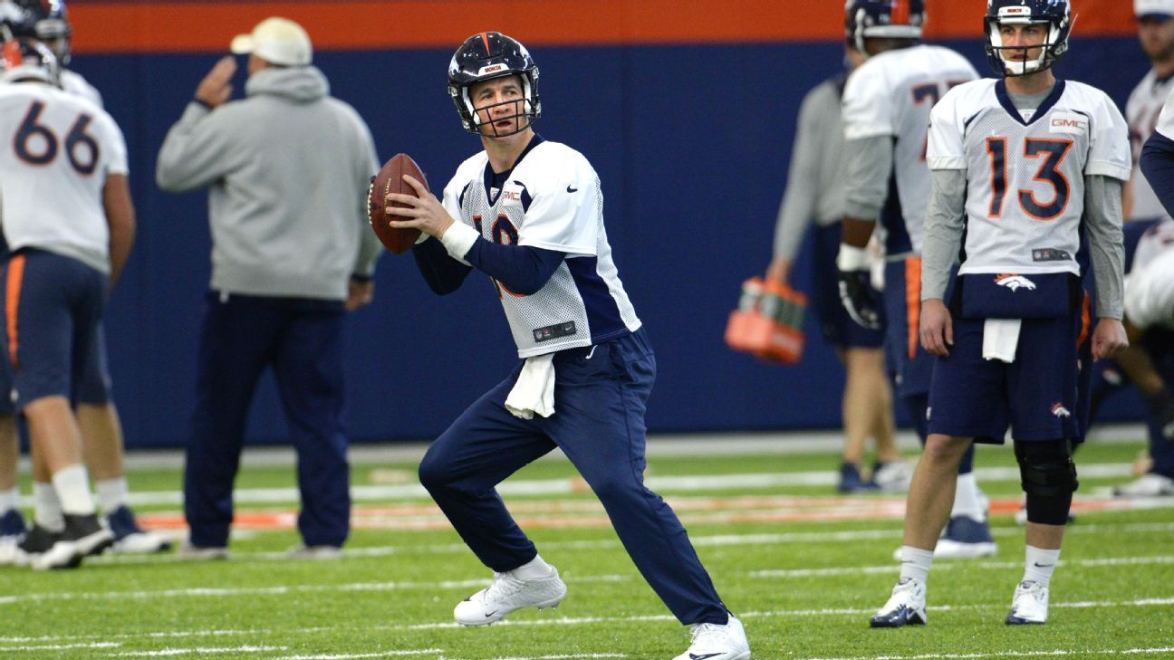 Broncos' Manning practices, but still out Sunday