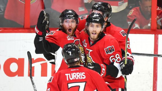 Matt Hoffman's decisive third period power play goal lifted the Senators to Game 7.
