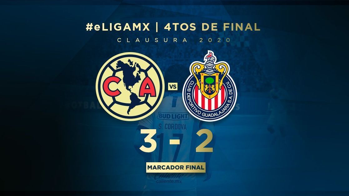 América vence 3-2 a Chivas y los elimina en cuartos de final de la eLigaMX