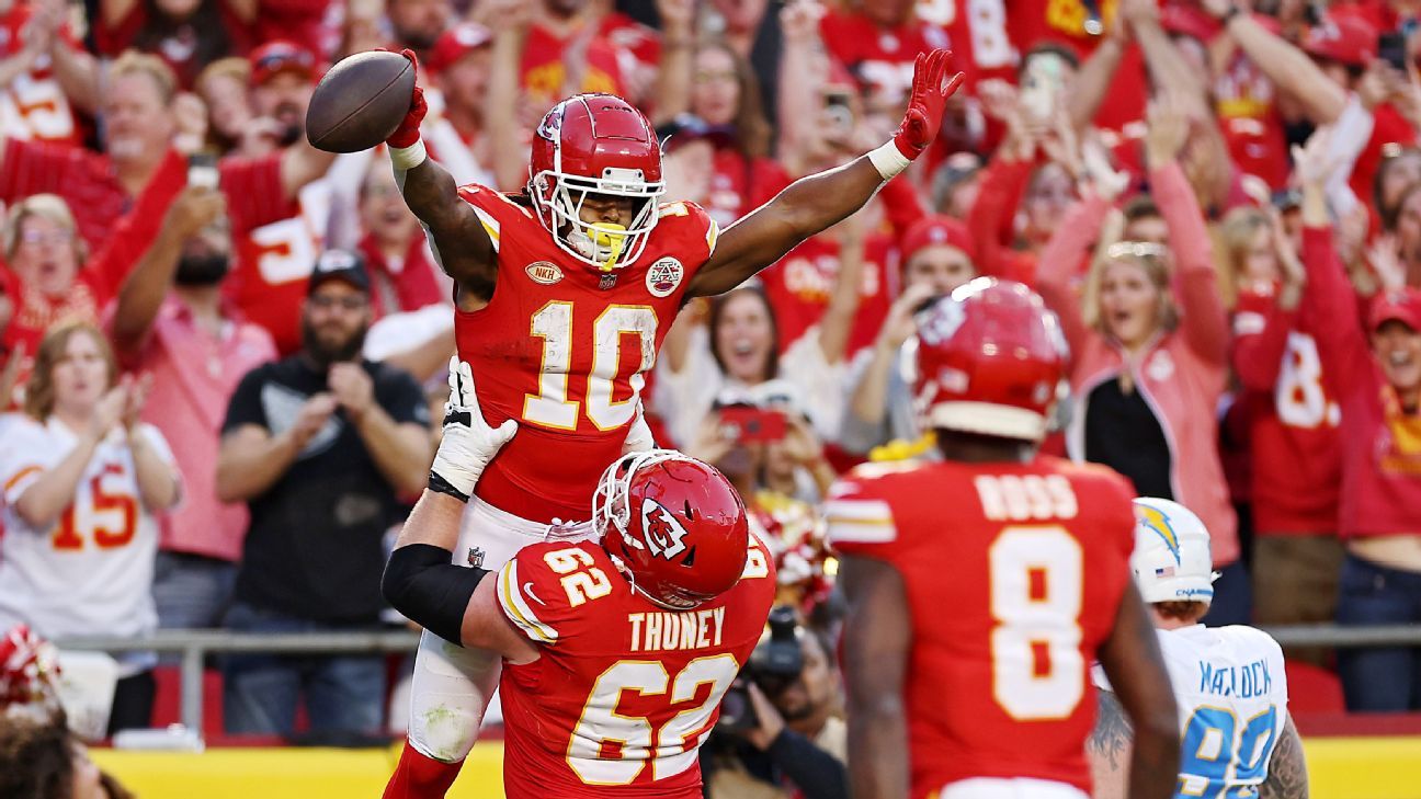 Chiefs: Thuney, descartado; Pacheco, en duda - ESPN