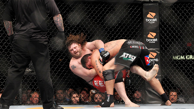 Roy Nelson, bottom, versus Frank Mir