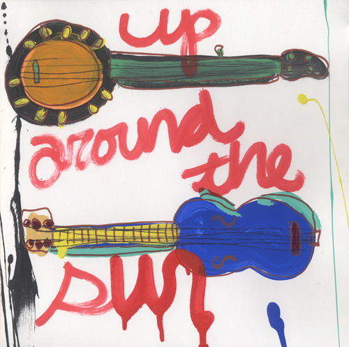 Kerr hand-painted a series of custom album covers for Up Around the Sun, choosing one for the main pressing.
