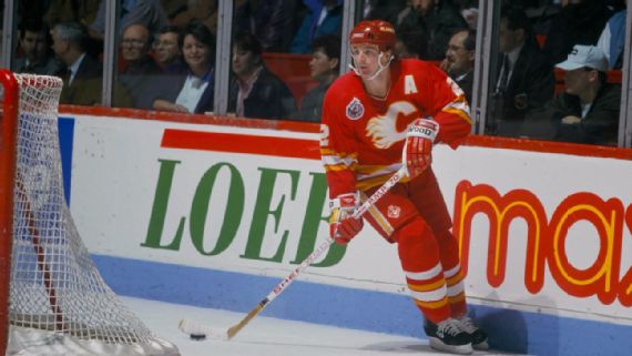 Lanny McDonald of the Calgary Flames skates on the ice during the