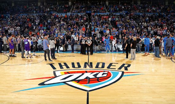 Clay‍ Bennett,Kevin Stitt,and team officials