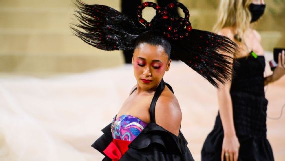 Naomi Osaka`s custom Louis Vuitton gown inspired by Haitian and Japanese roots at Met Gala 2021