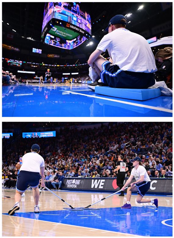 Thunder ball boy on the court