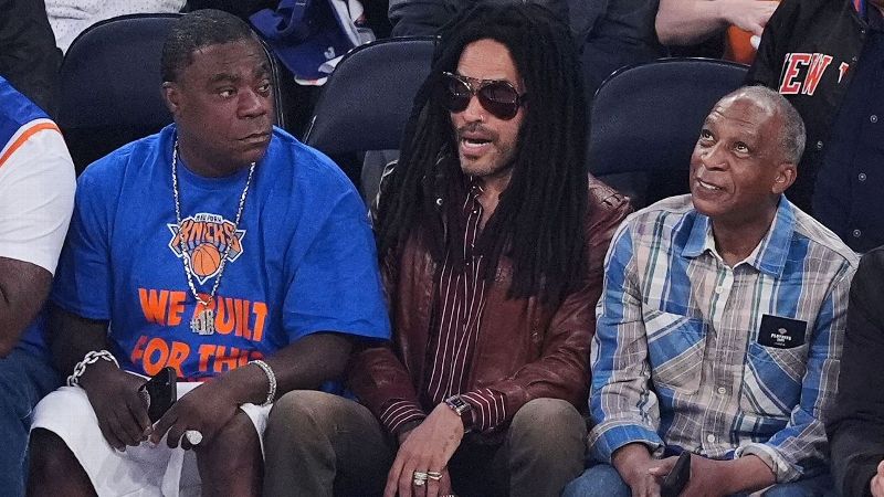Lenny Kravitz and Tracy Morgan courtside at Celtics-Knicks game