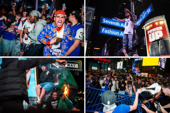 Knicks fans celebrate in New York