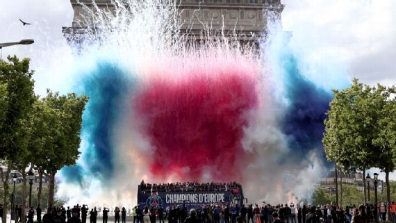 Paris‌ closed to traffic ⁣for PSG's Champions League victory parade.