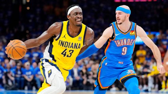 Pascal Siakam and Alex Caruso in NBA Finals game
