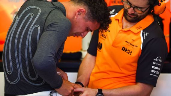 Lando Norris wearing a cooling vest in an F1 car