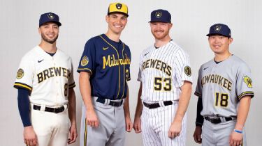 Here's a pictorial 50-Year History of Milwaukee Brewers Logos and Uniforms.