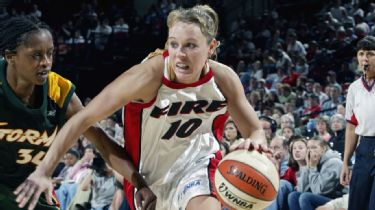 Atlanta Dream guard Betty Lennox (22) heads to the other end of