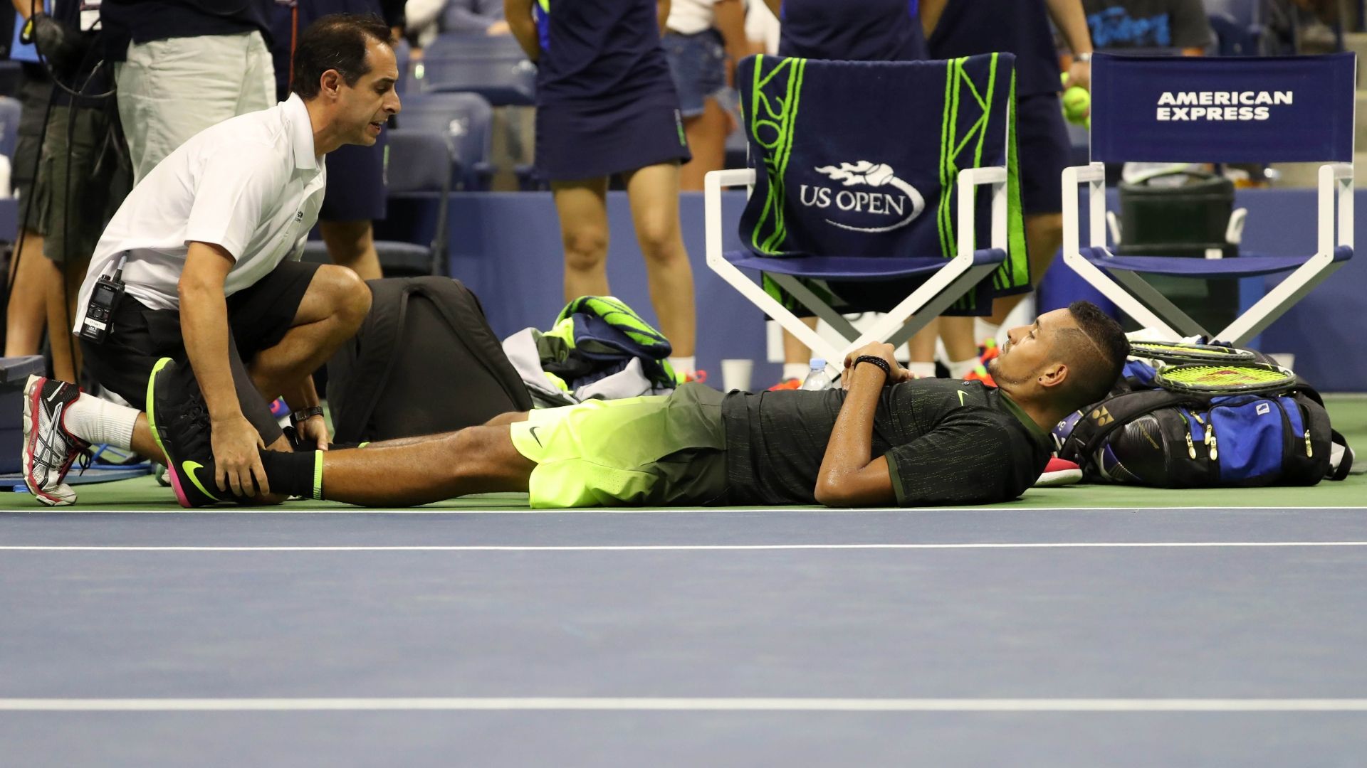 Kyrgios leaves court with hip injury ESPN Video