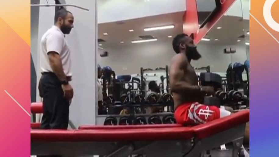 Harden hits the gym after 61point performance ESPN Video