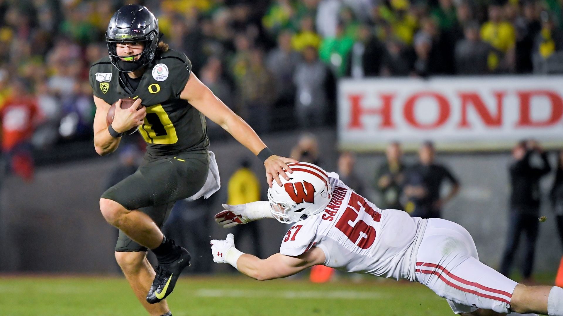 Justin Herbert runs for 3 TDs in Rose Bowl win ESPN Video