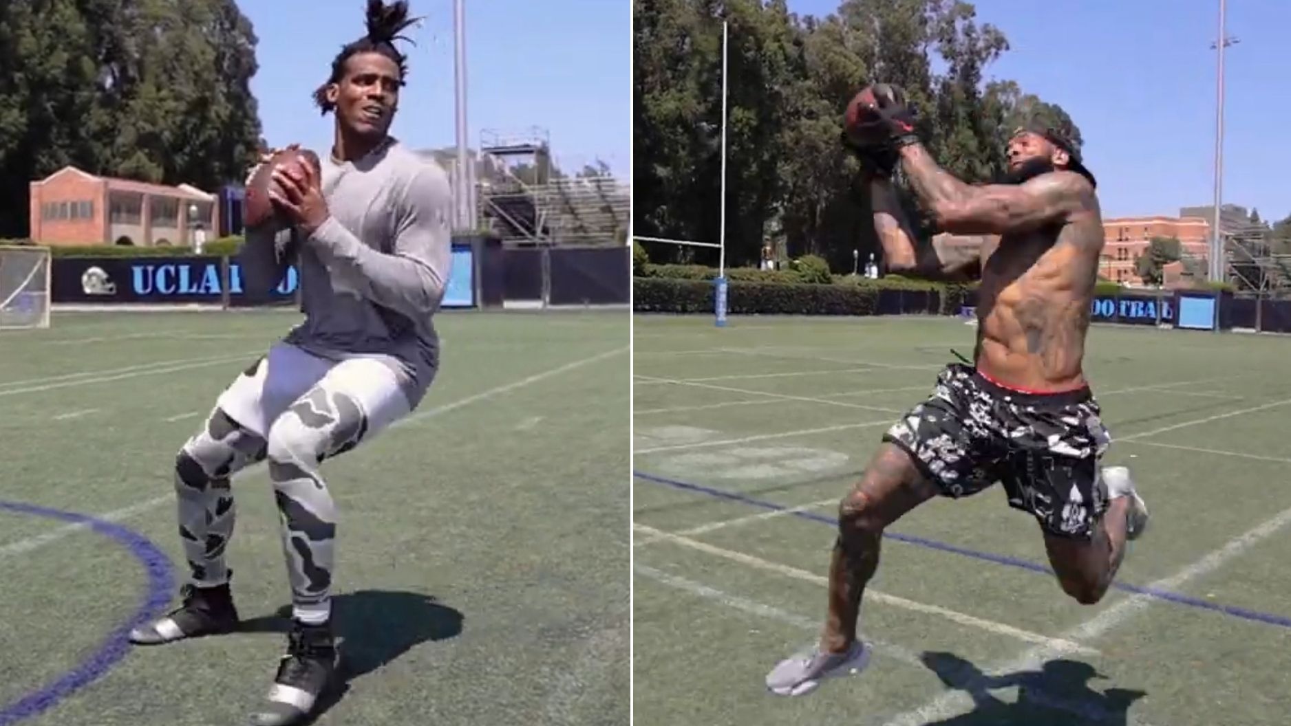  Cam  Newton  works out  with OBJ ESPN Video