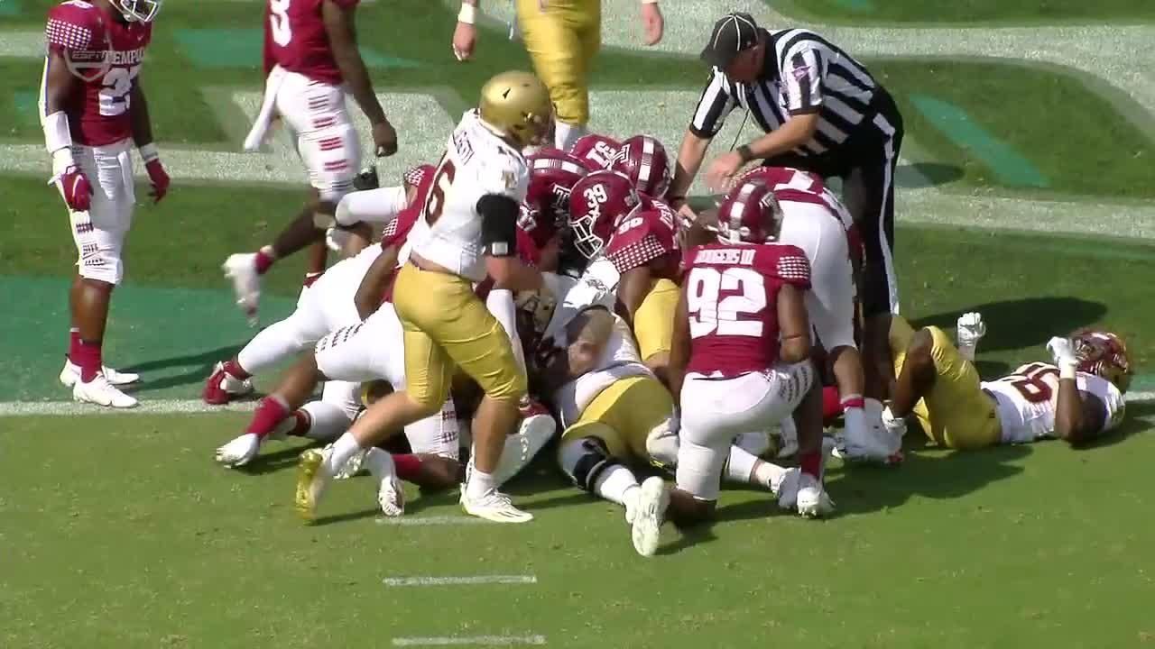 End Zone! Dennis Grosel scores 2-yard Rushing touchdown vs. Temple ...