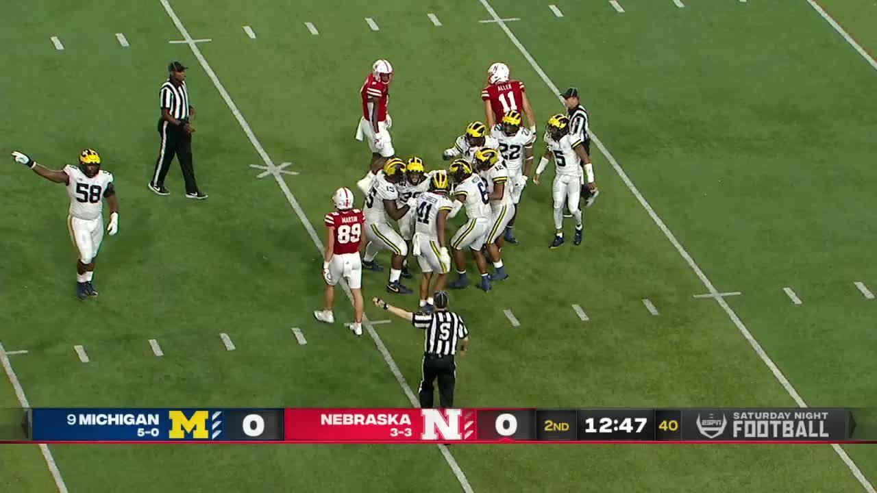 Daxton Hill dives for INT vs. Nebraska - ESPN Video