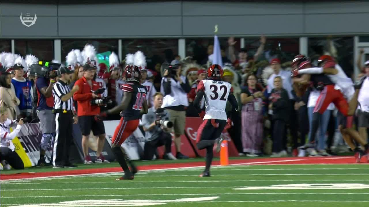 Cameron Rising airs it out for his 3rd passing TD - ESPN Video