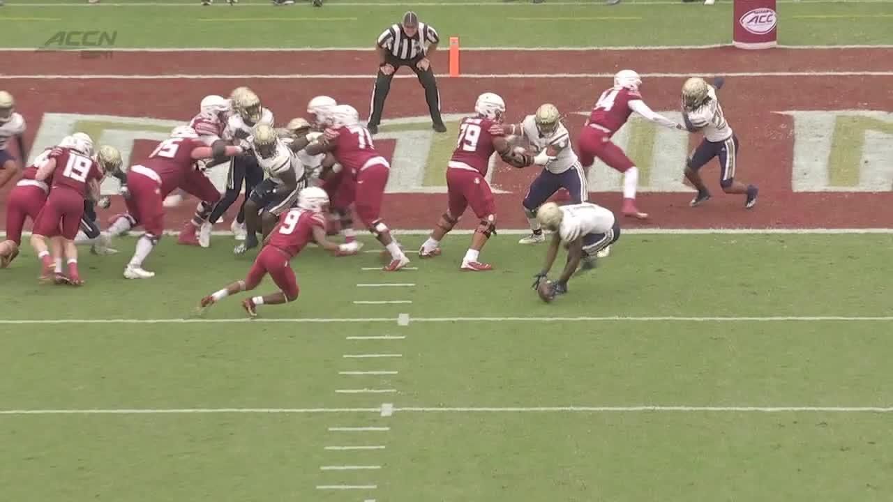Disaster on the goal line for fsu leads to gt turnover espn video