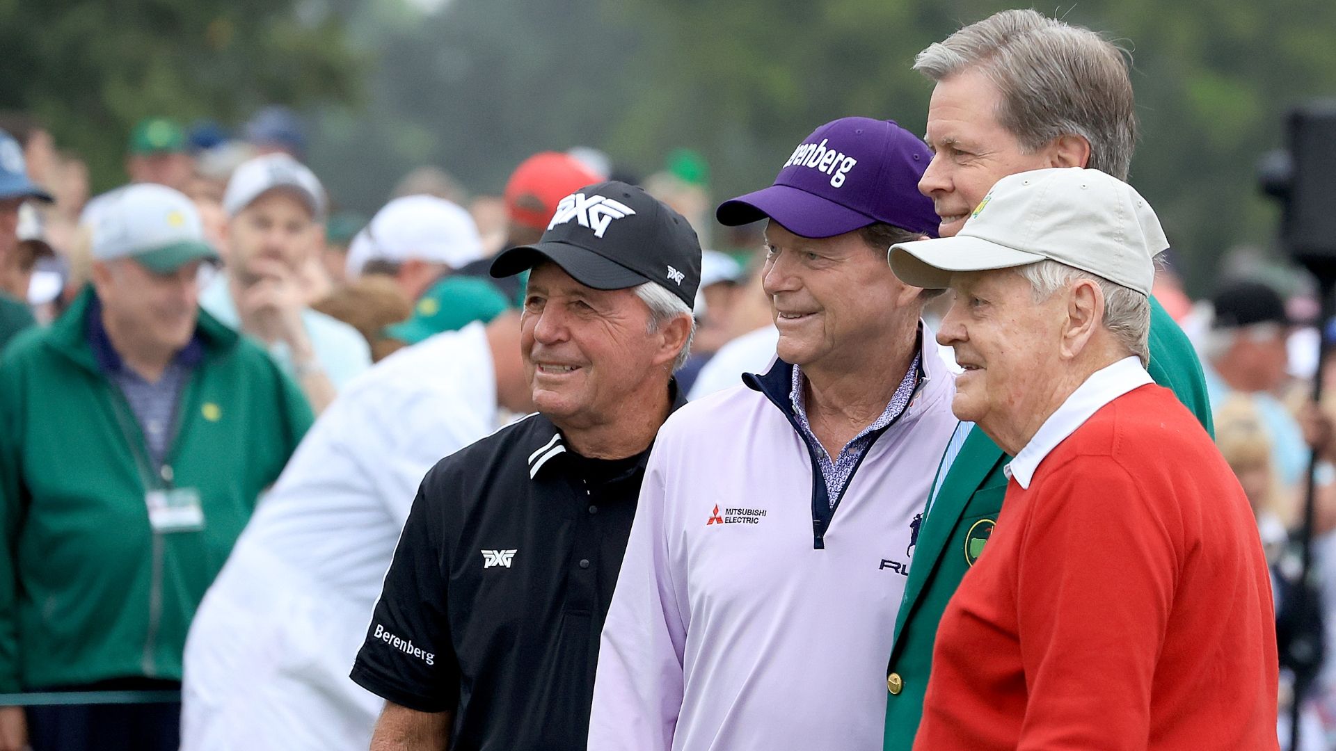 Gary player jack nicklaus and tom watson tee off to open the 2023
