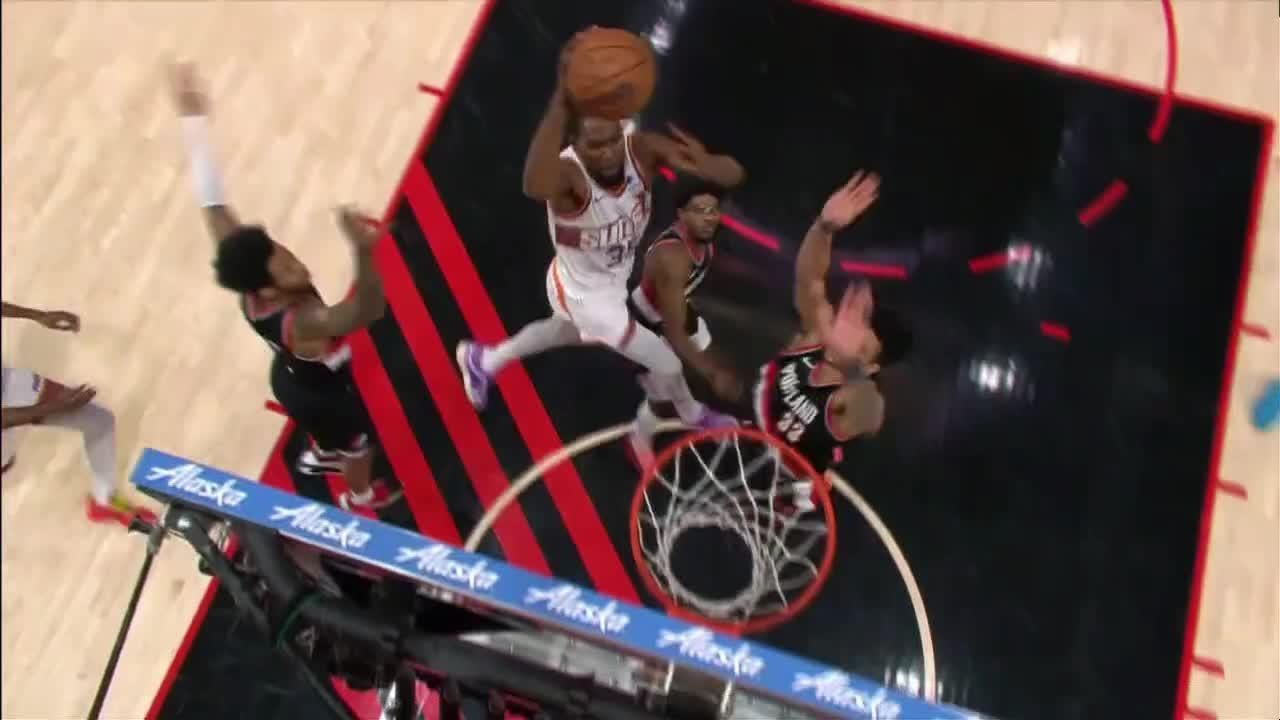 Kevin Durant launches for massive slam vs. Trail Blazers ESPN Video
