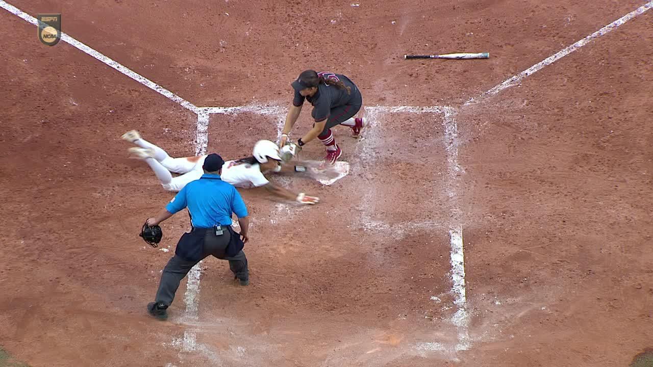 Alyssa Washington beats the throw to the plate for Texas - ESPN Video