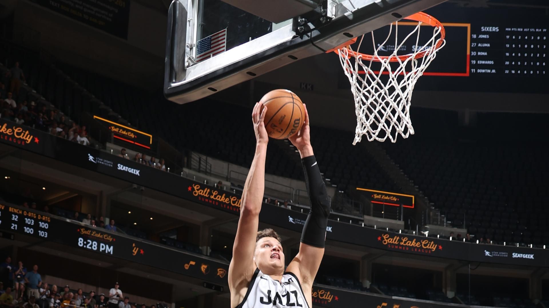 Walker Kessler gets the Jazz bench firedup with this steal and slam