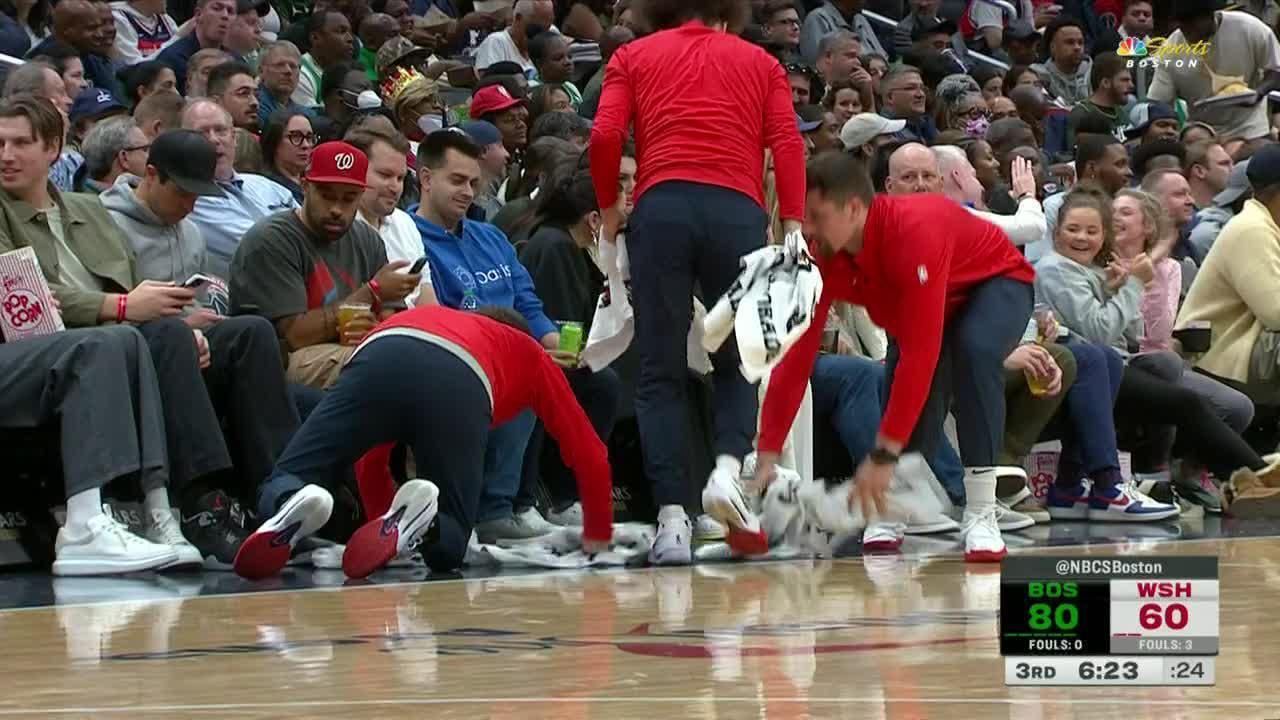 'More beer?!' Celtics announcers can't believe a second beer spill