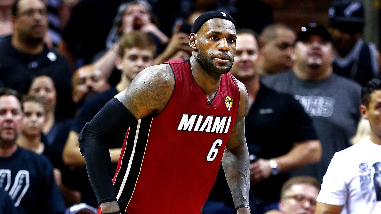 2014 NBA Finals -- LeBron James exits Game 1 loss with thigh cramp after  A/C fails