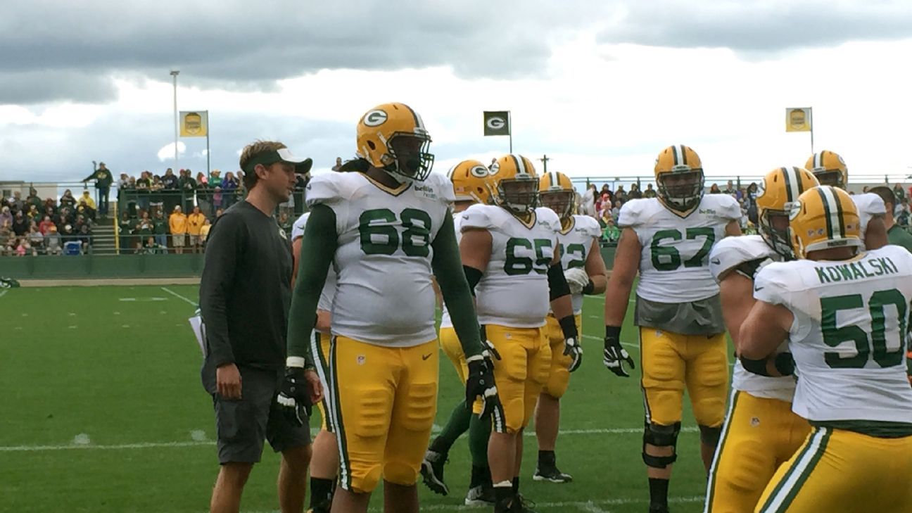 Uniform No. 68 fitting for Green Bay Packers' Fabbians Ebbele