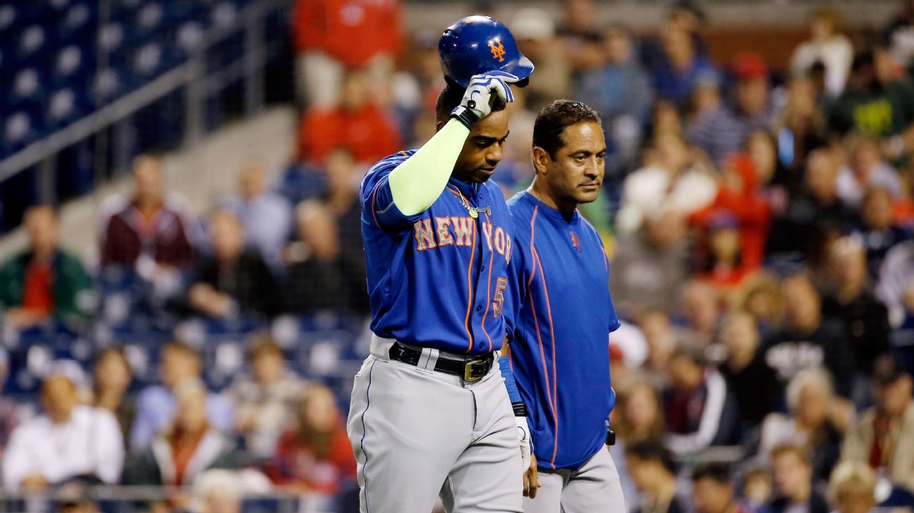 New York Mets' Yoenis Cespedes hit on hand, leaves game - Los