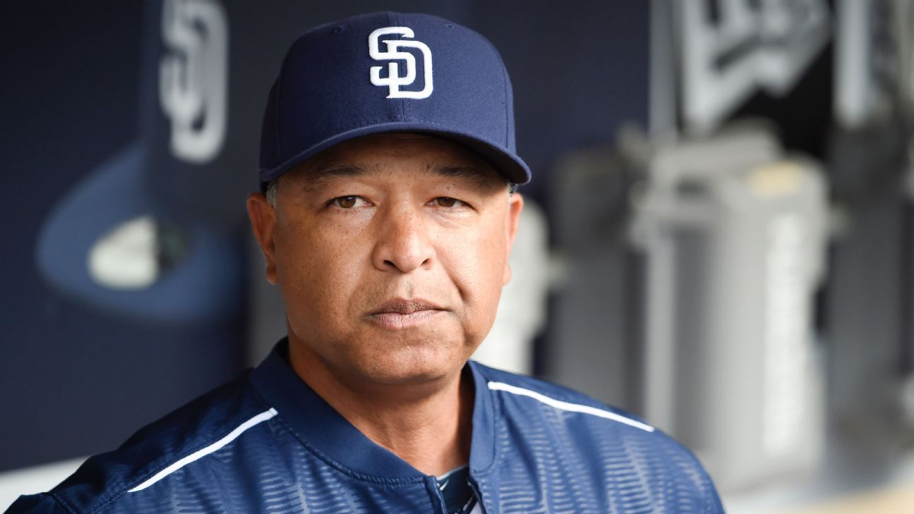 Los Angeles Dodgers manager Dave Roberts (30) looks on before the