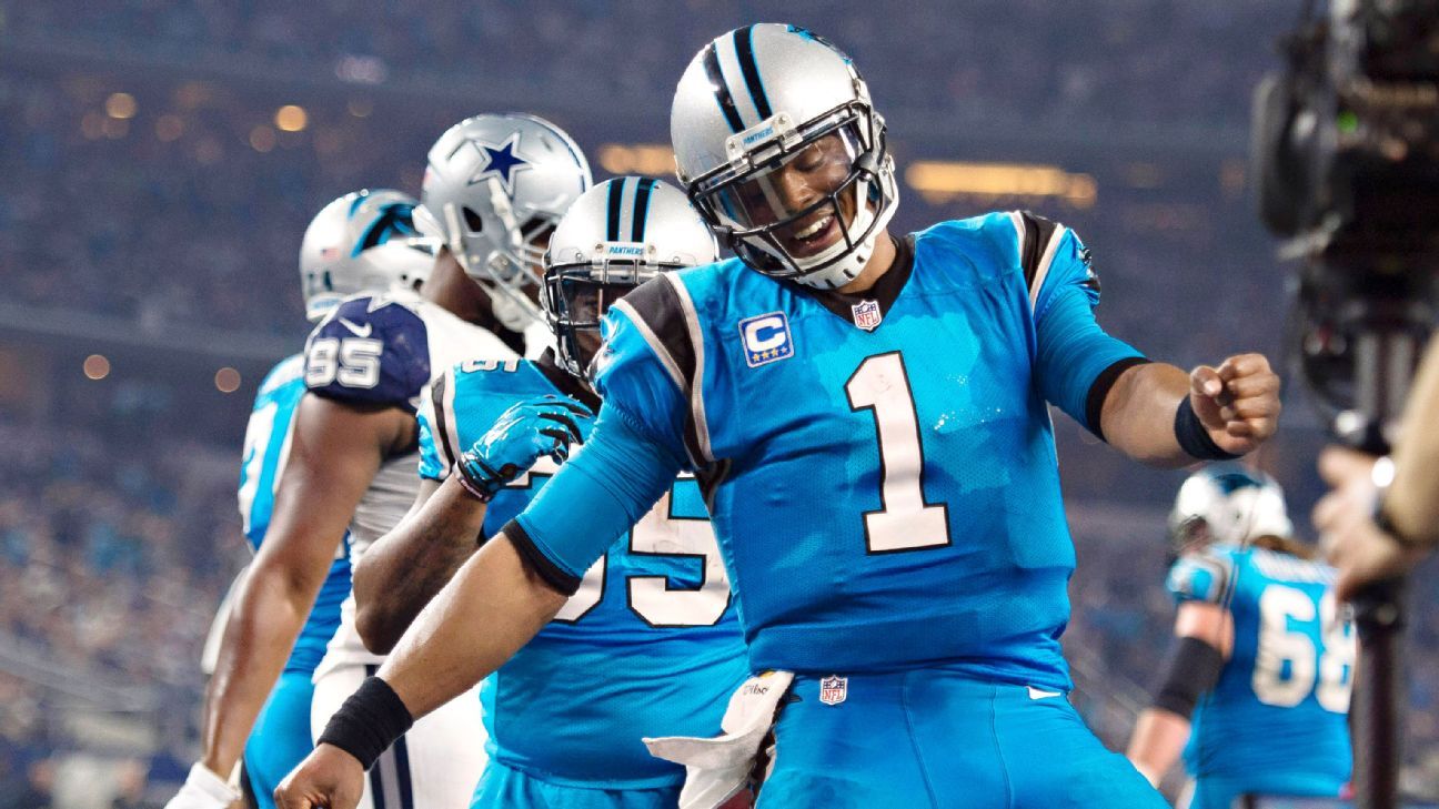 Carolina Panthers quarterback Cam Newton (1) walks on the sidelines as the Panthers  play the Los Angeles Rams in the second half of an NFL football game in  Charlotte, North Carolina on