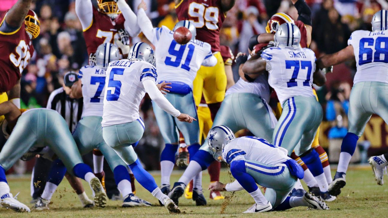 Cowboys top Redskins 19-16 on Bailey's 54-yard field goal - The