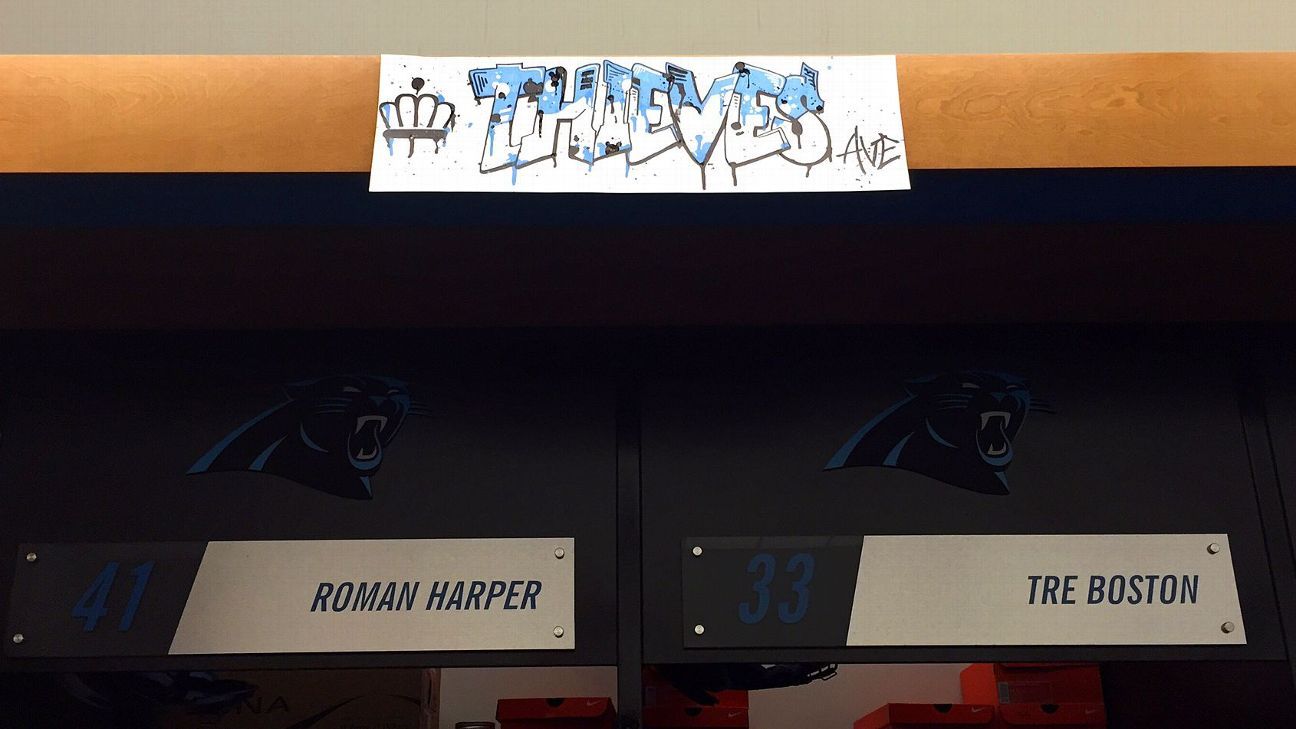 Update on 'Thieves Ave.' signage in Carolina Panthers' locker room
