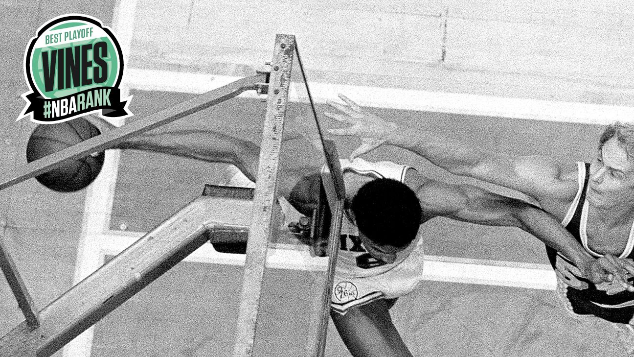NBArank Best Playoff Vines Julius Erving's behindthebackboard layup