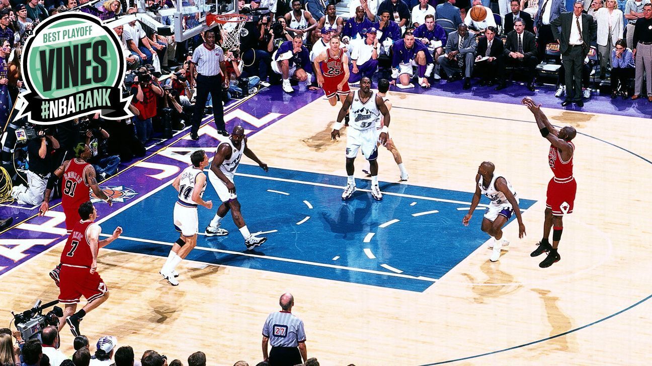 tråd accelerator overdraw NBArank Best Playoff Vines: Michael Jordan's game-winning jumper over Bryon  Russell