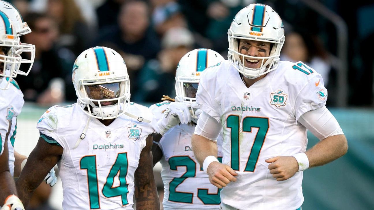 Former Miami Dolphins' QB Ryan Tannehill and WR Jarvis Landry