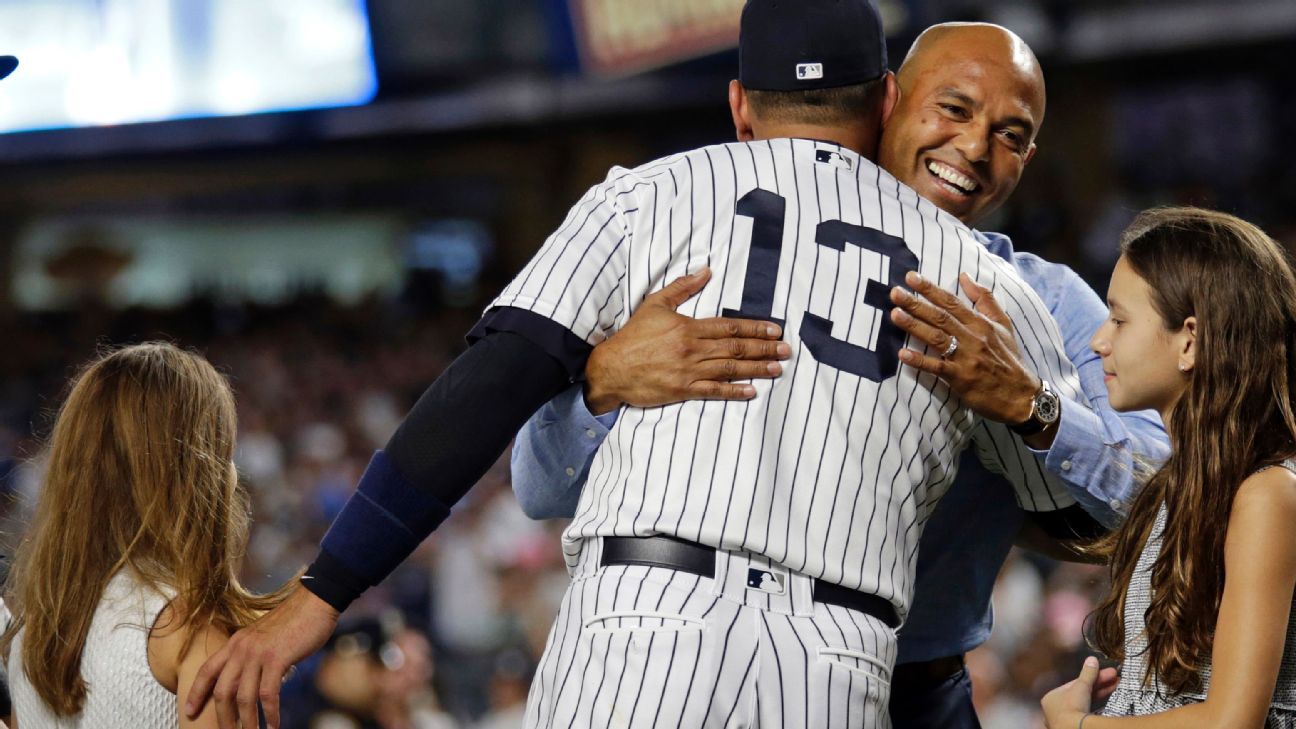 Tino Martinez, Jorge Posada, Paul O'Neill and Mariano Rivera