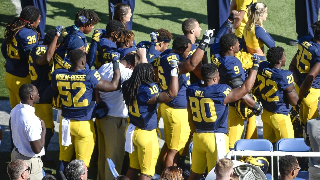 College Football Players Protest During Anthem