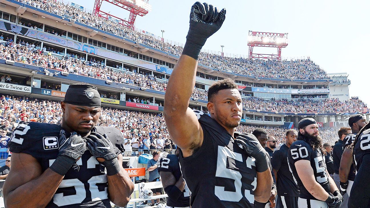 Report: Oakland Raiders' offensive line to protest national anthem on Sunday  Night Football