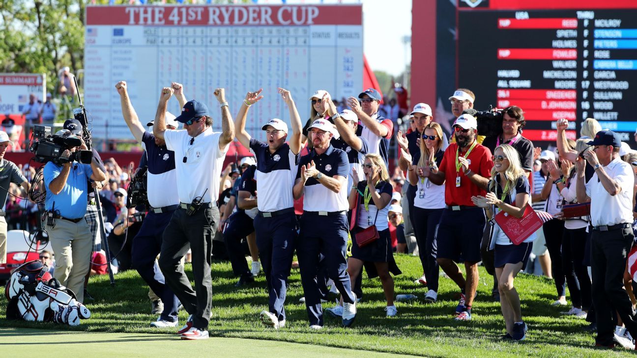 United States Defeats Europe To Win Ryder Cup Espn 