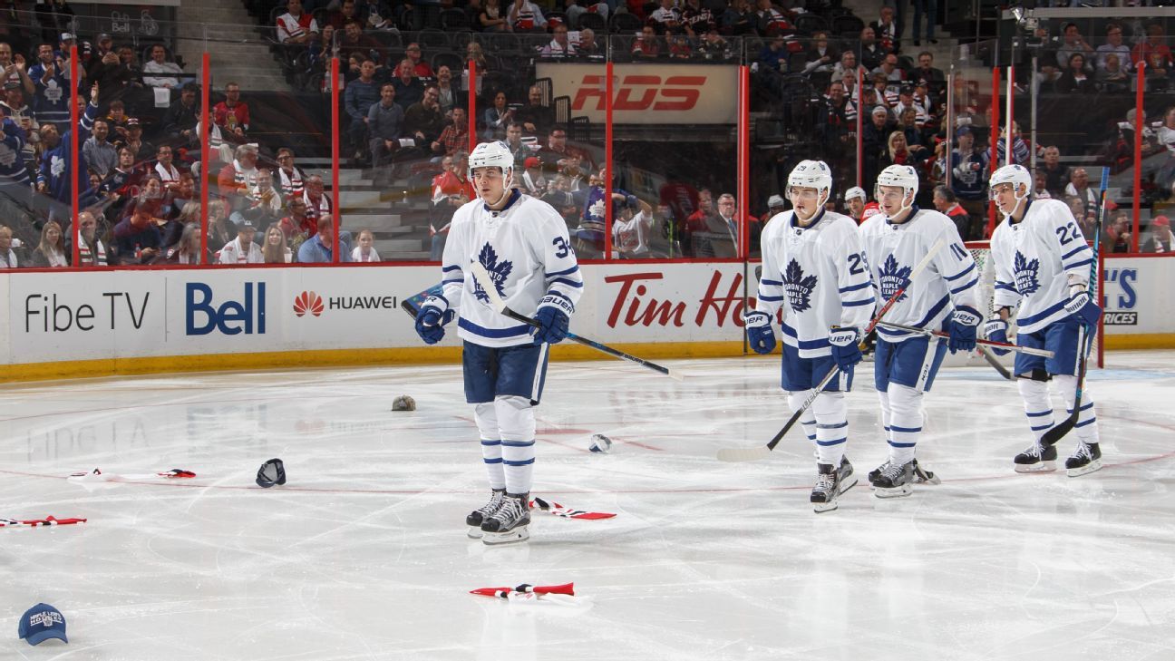 Auston Matthews of the Toronto Maple Leafs walks off the ice surface  News Photo - Getty Images