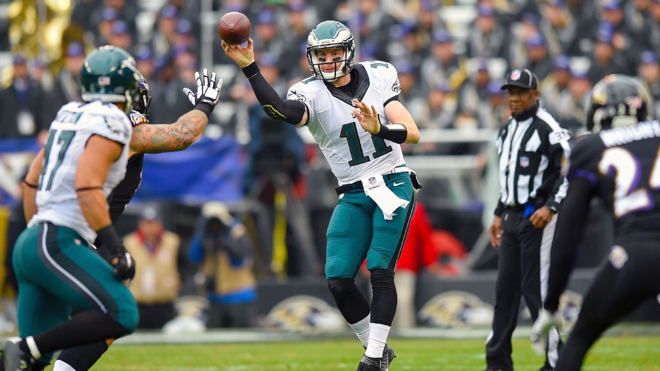 Carson Wentz, banged-up Eagles rally but fall short vs. Ravens