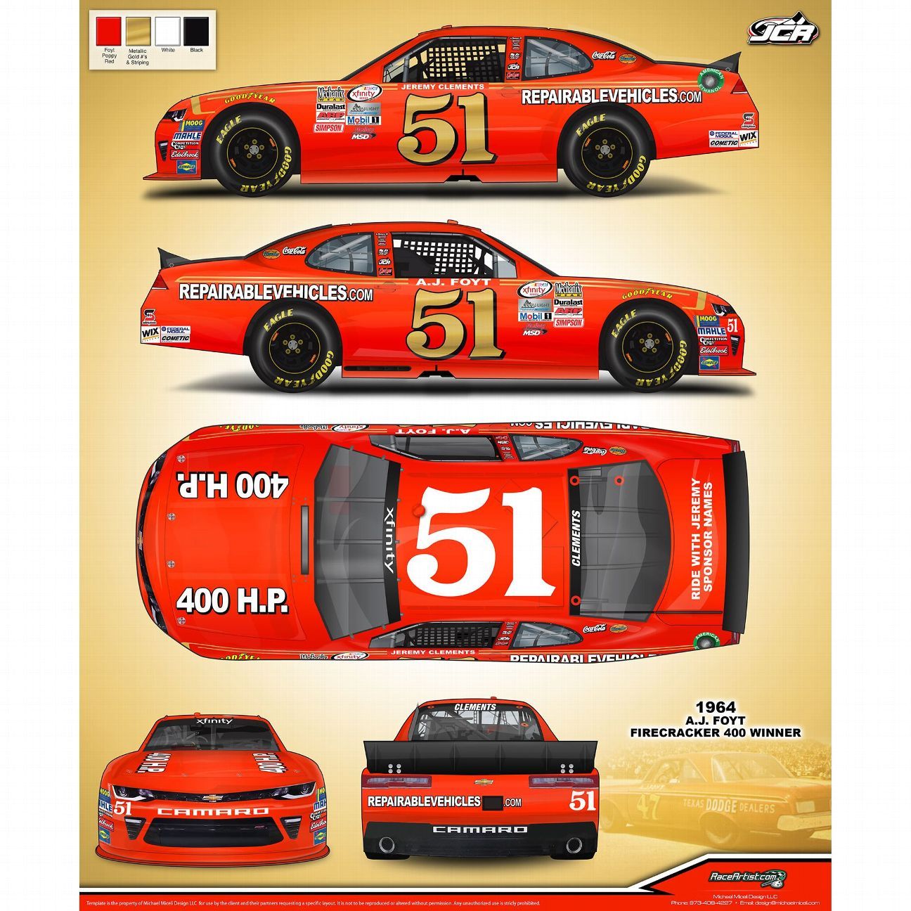 Clements unveils A.J. Foyt inspired Darlington throwback scheme - ESPN