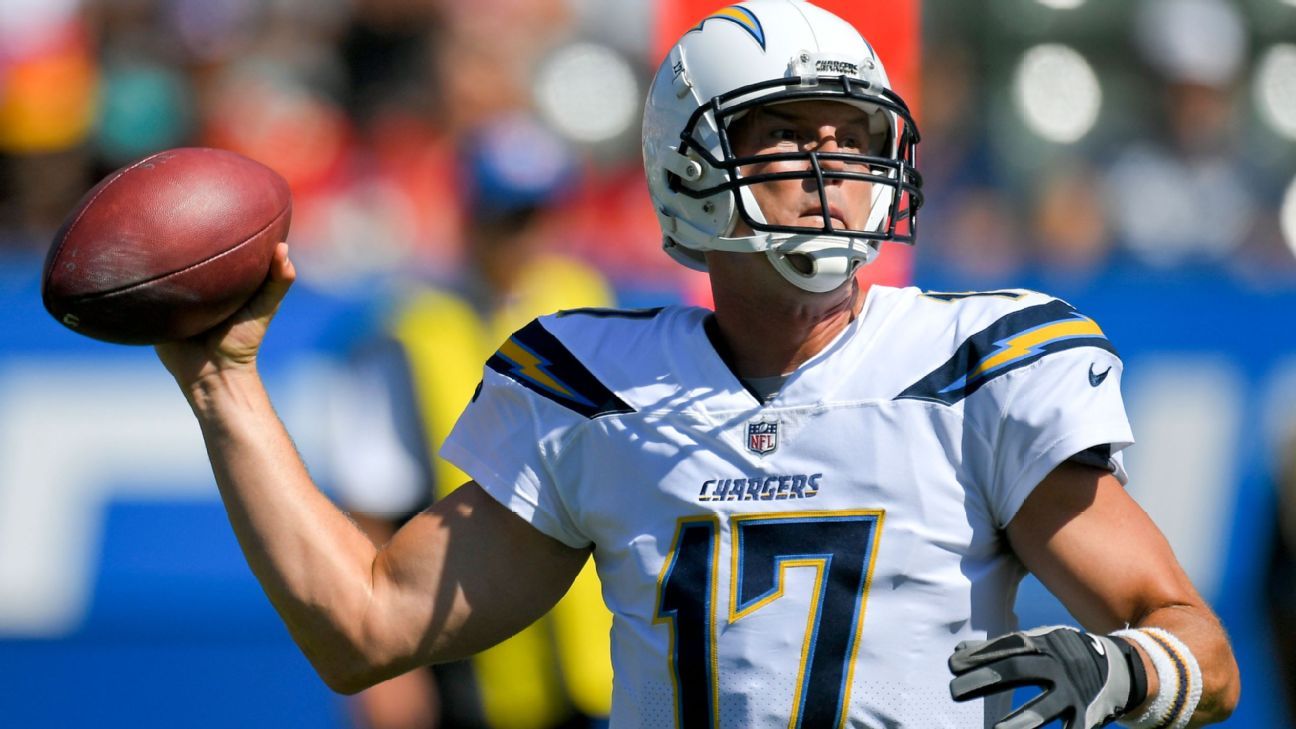 Los Angeles Chargers quarterback Philip Rivers throws a pass during the  first half of an NFL football game against the Minnesota Vikings, Sunday,  Dec. 15, 2019, in Carson, Calif. (AP Photo/Kelvin Kuo