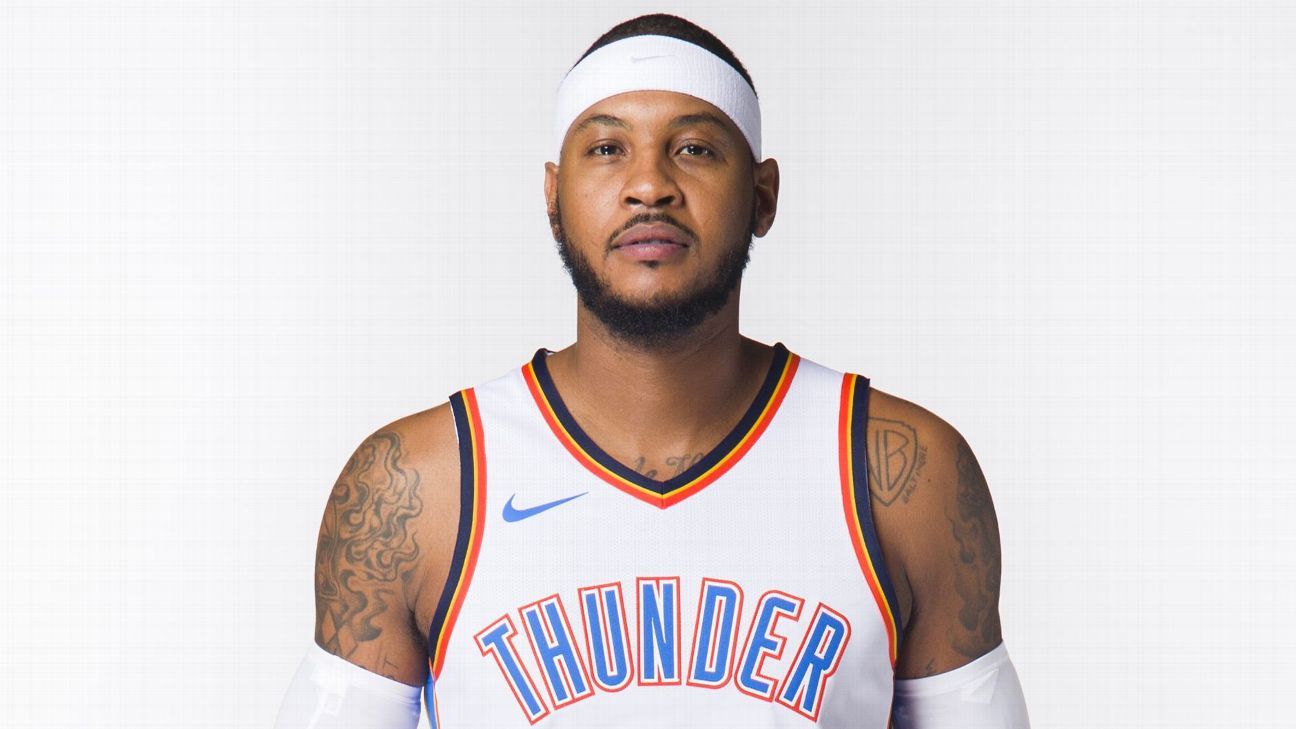 Basketball Forever on X: Welcome to the OKC Thunder Carmelo Anthony! Paul  George, Russell Westbrook, and Melo. 🔥  / X