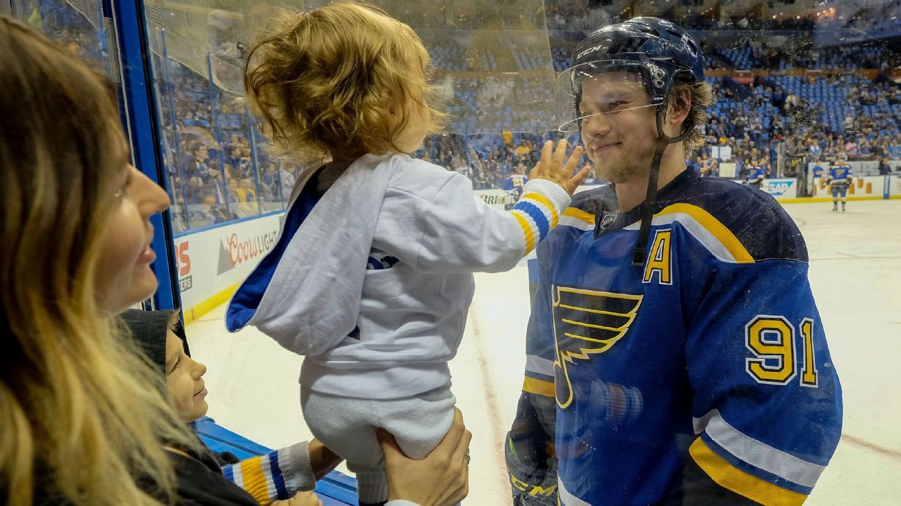 St. Louis Blues Vladimir Tarasenko of Russia, wears a camouflage